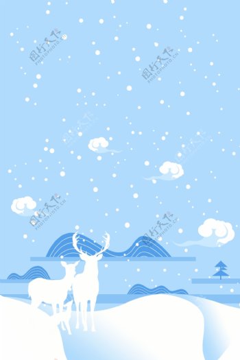 中国风彩绘冬雪小雪背景设计