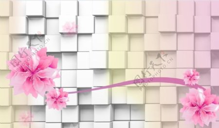 3D墙面花朵粉色