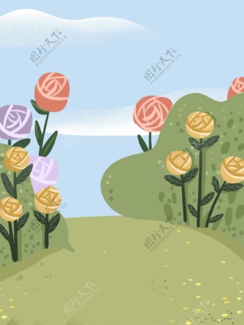 唯美小清晰植物花卉插画背景