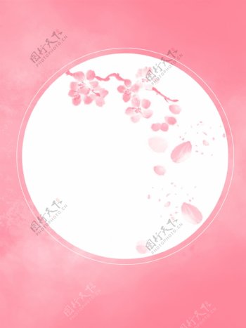 水墨粉色背景桃花广告背景图