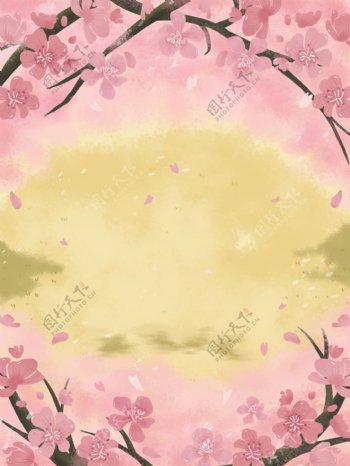 浪漫粉色樱花情人节展板背景设计