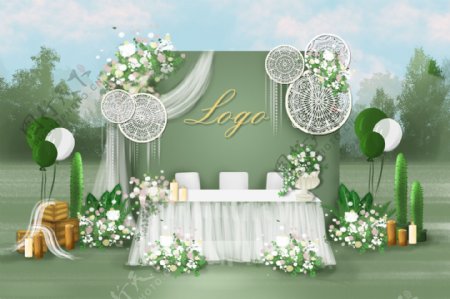 绿色森系户外婚礼效果图设计