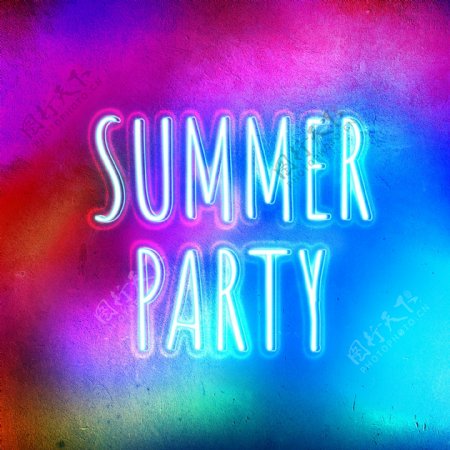 酷夏季派对字体与霓虹灯效果