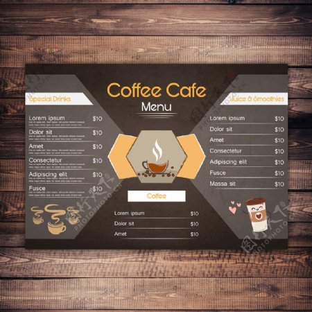 咖啡咖啡馆菜单卡片设计