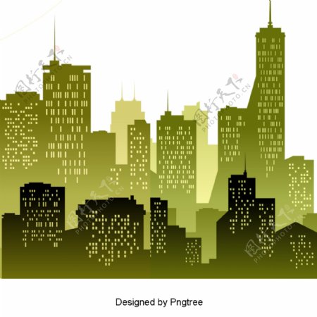 卡通简单手绘城市建筑设计