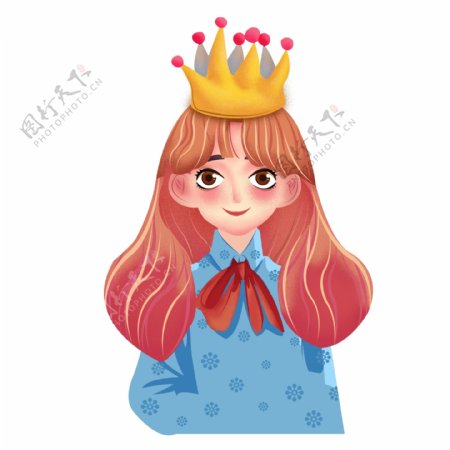 卡通可爱三八女王节带着皇冠的女孩