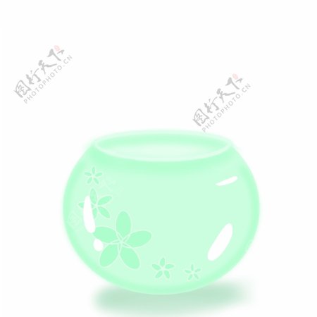 青瓷缸花朵玉缸鱼缸小清新浅绿色素材
