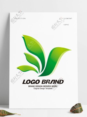 矢量现代绿色飞鸟标志设计公司logo
