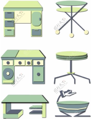 桌子书桌可爱创意元素装饰图案可爱卡通