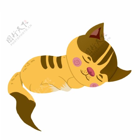 卡通手绘睡觉的猫咪动物设计