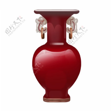 陶瓶陶瓷红色花瓶插画