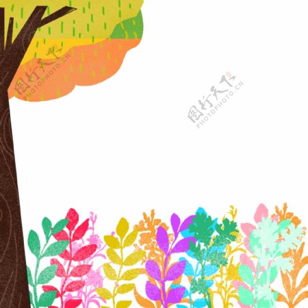 彩色植物树木花丛