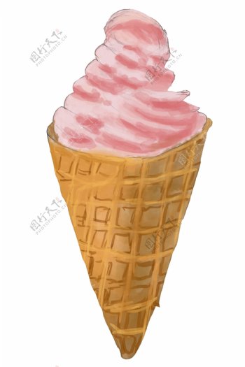 夏至手绘水彩冰淇淋png