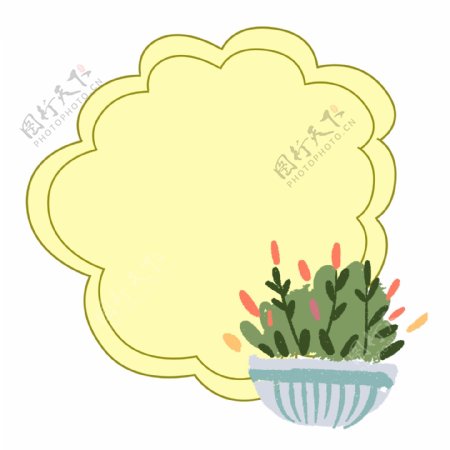 黄色的植物边框插画