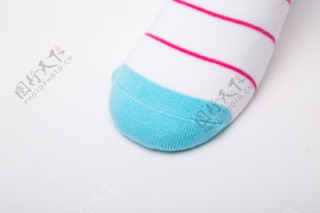 蓝粉色条纹儿童棉袜实物图摄影图