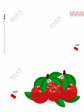 手绘樱桃水果食物促销背景
