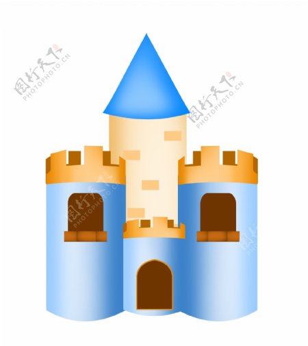 一座蓝色城堡建筑