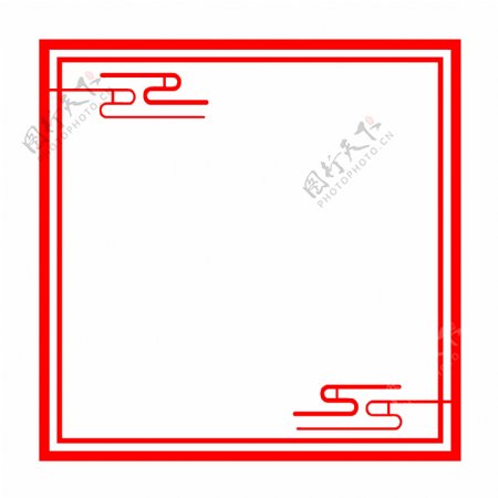 中国风红色祥云边框