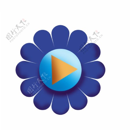 蓝色花朵按钮插画