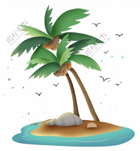 夏日海岛度假海边椰子树