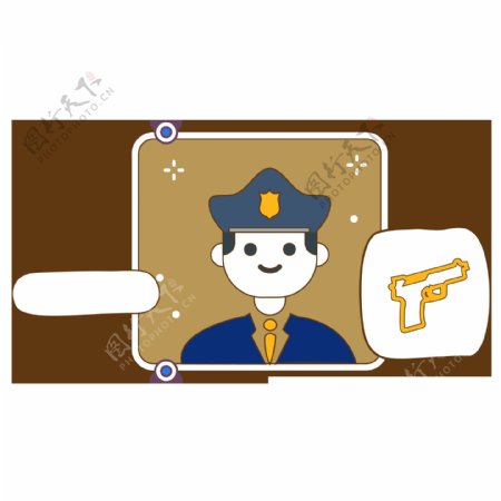卡通职业警察用户头像设计