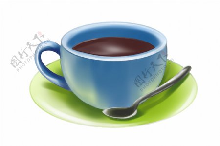 漂亮的蓝色咖啡杯插画