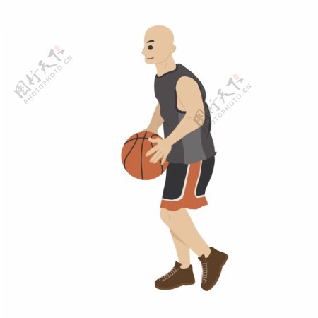 卡通光头篮球运动员矢量素材
