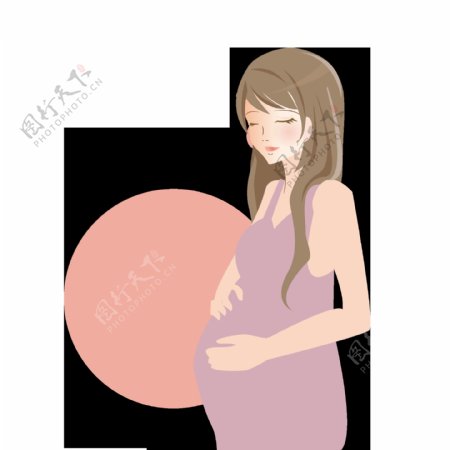 母亲节彩色卡通手绘孕妇