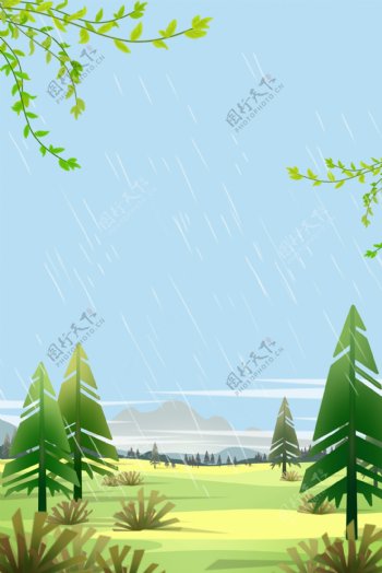雨水春天海报背景下载