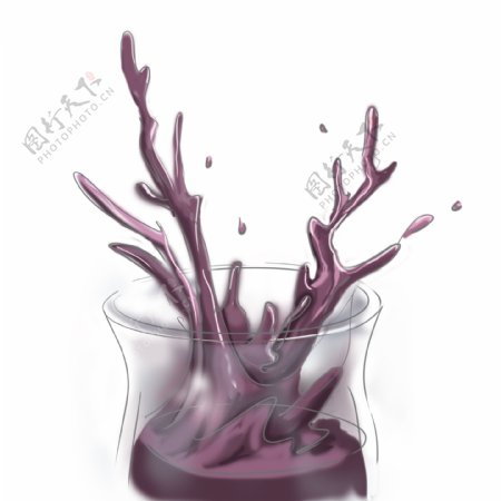 果汁喷溅的葡萄汁卡通手绘