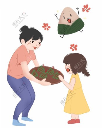 端午节吃粽子插画