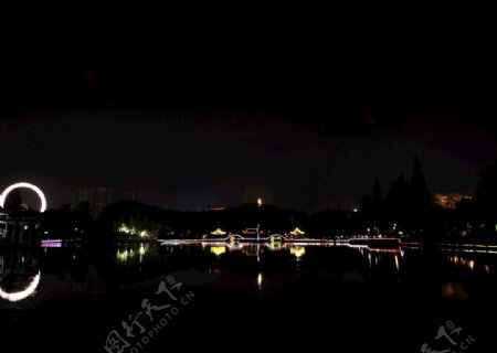 中山市夜景逸仙湖公园
