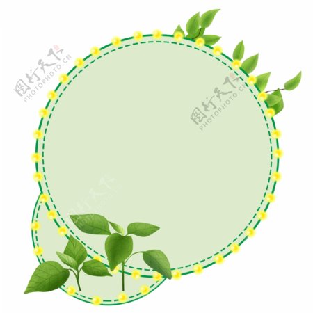 绿色圆形植物边框