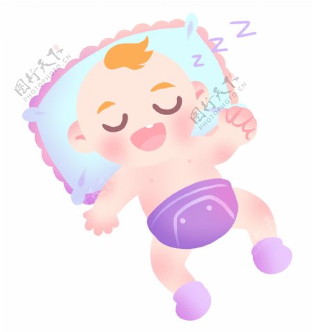 睡觉的婴儿宝贝插画