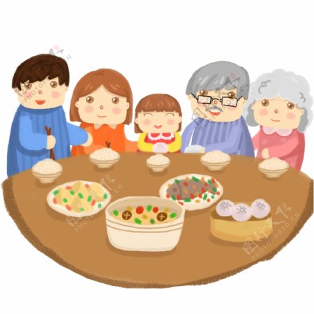 中国的感恩节一家人团圆吃饭