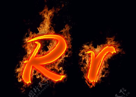 火焰英文字母Rr分层