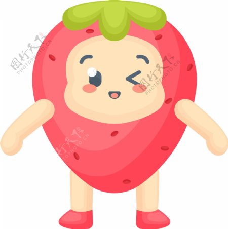 卡通草莓水果可爱矢量元素