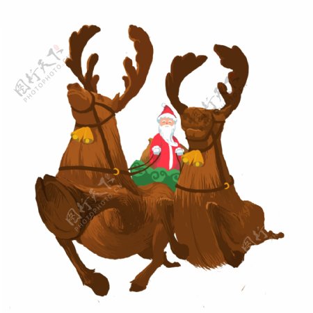 圣诞节圣诞老人和鹿元素