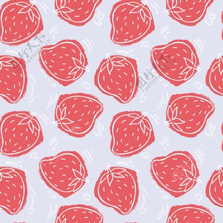 可爱草莓线描平铺图