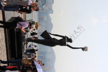 香港街头风景电影雕塑