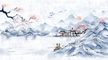 传统山水水墨画