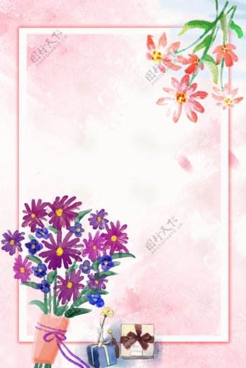 现代清新花卉美妆节电商海报背景