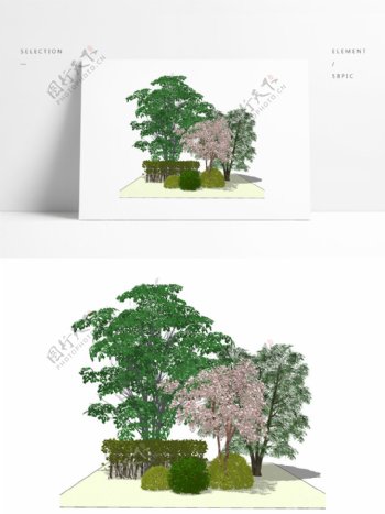 su3d模型景观树一组