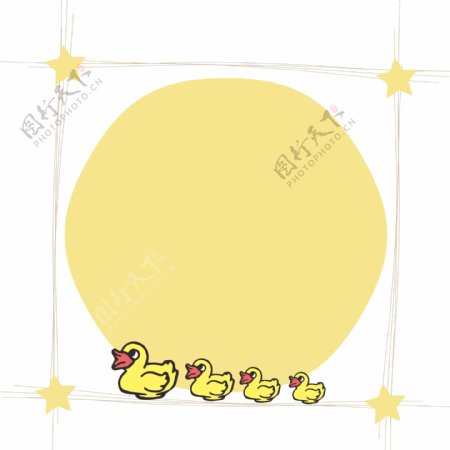 儿童节玩具小鸭子可爱黄色矢量边框