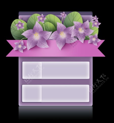 紫色花朵立体文本框