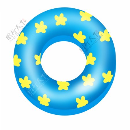 黄色花纹蓝色泳圈