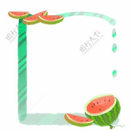 水果西瓜小框插画