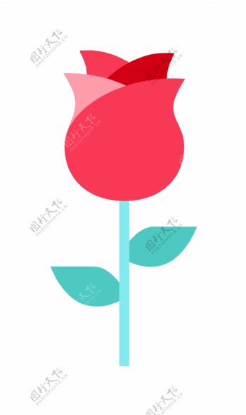 粉色扁平情人节玫瑰图标