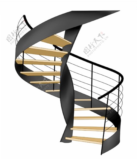 黑色旋转的楼梯插画