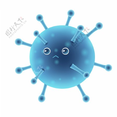 蓝色卡通细菌插画